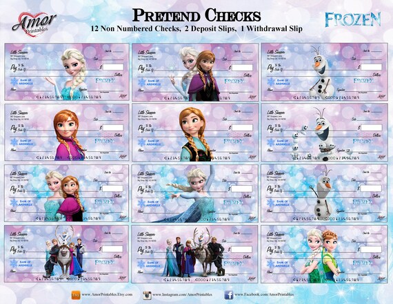 Frozen Pret!   end Checks Printable Play Money Frozen Party Printable Frozen Party - 